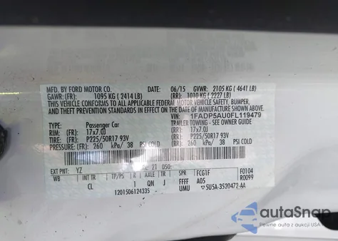2015 Ford C-Max Hybrid Se from USA, damaged, VIN 1FADP5AU0FL119479